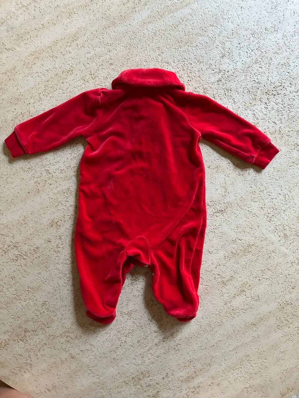 Ralph Lauren Red Velour Footed One-Piece